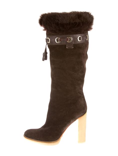 gucci fur boot|gucci ruby shoes.